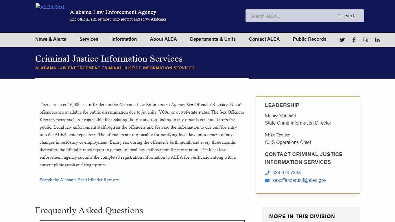 Sex Offender Registry | Alabama Law Enforcement Agency